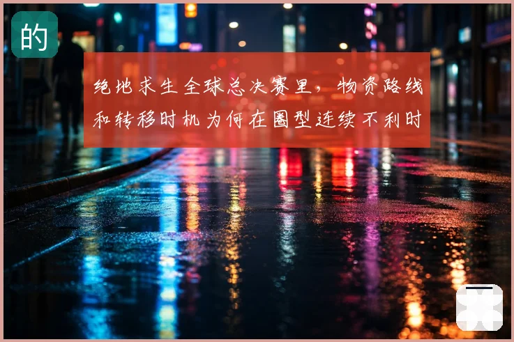 绝地求生全球总决赛里，物资路线和转移时机为何在圈型连续不利时必须一起考虑